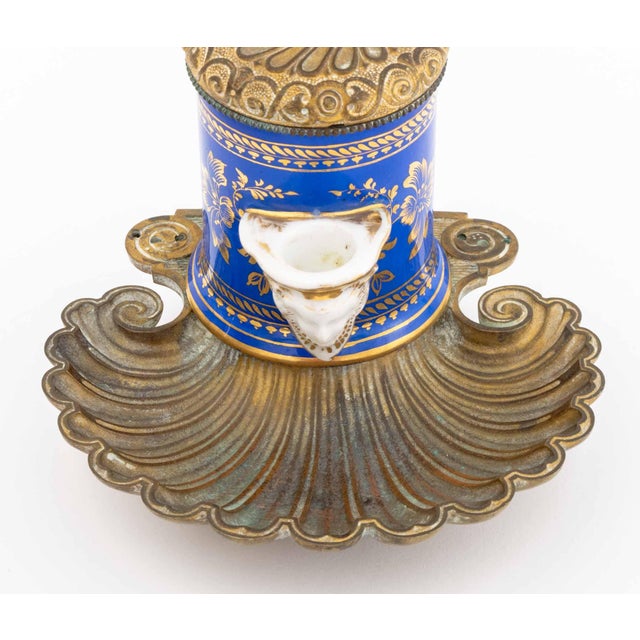 Early 20th Century French Porcelain and Bronze Encrier a Pompe For Sale - Image 5 of 8