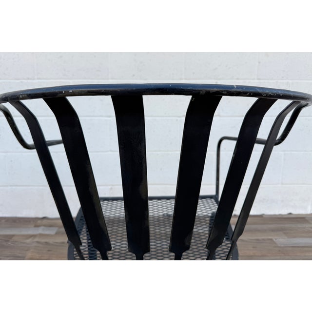 Pair of Vintage Mid-Century Modern Wrought Iron Patio Bouncer Lounge Chairs | Russell Woodard Style For Sale - Image 14 of 18
