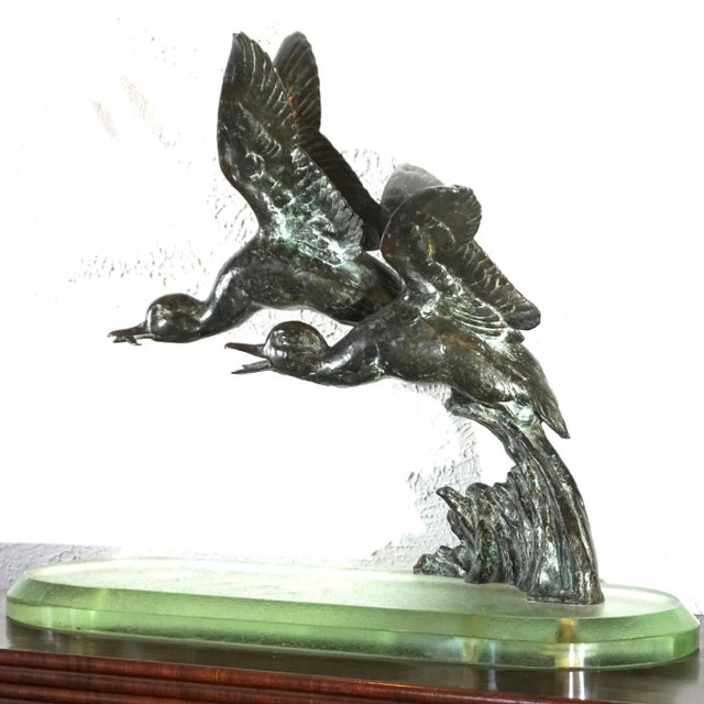 1910s Maximilien-Louis Fiot Bronze Ducks In Flight Sculpture For Sale - Image 5 of 12