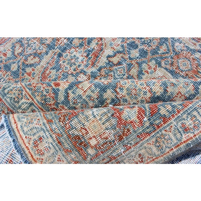 Antique Persian Mahal Rug With All-Over Flower Design in Blue, Red and Ivory 4'3 X 6'4 For Sale - Image 11 of 12