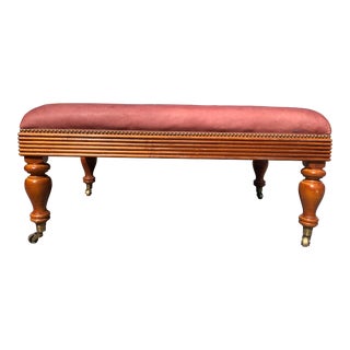 Grange France Leather Upholstered Ottoman Vintage For Sale