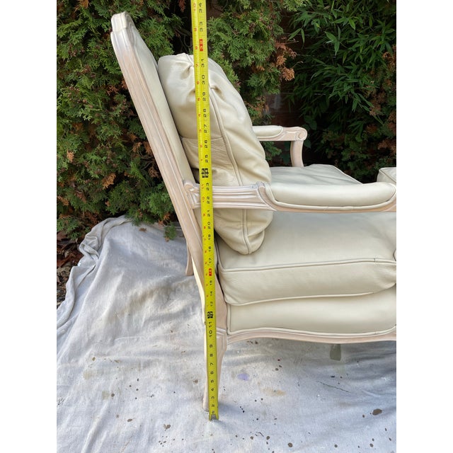 Vintage 1990s Sam Moore Bergère Chairs in Ivory Genuine Leather, Whitewashed Maple Frame – Pair For Sale - Image 12 of 12