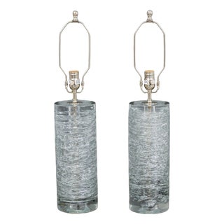 Vaughan Designs "Rutland" Glass Column Lamps, Pair For Sale