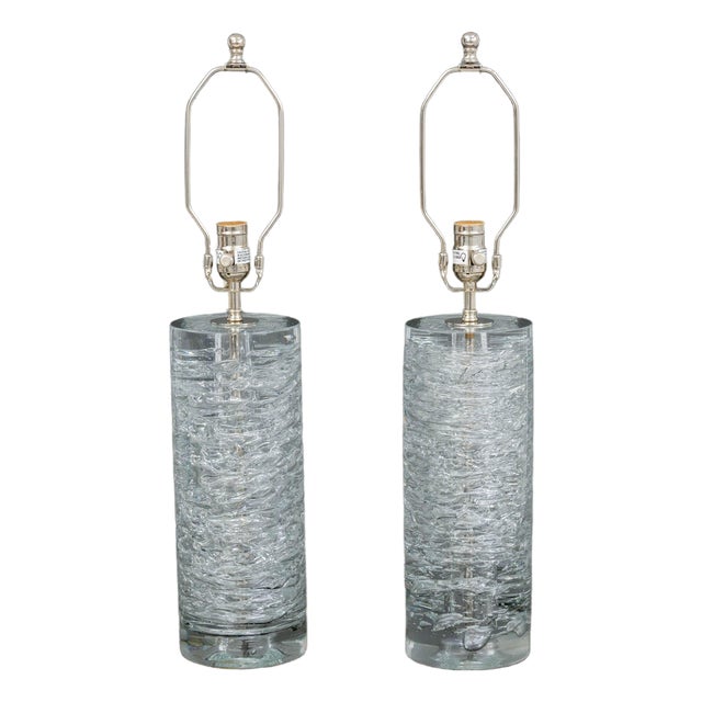 Vaughan Designs "Rutland" Glass Column Lamps, Pair For Sale