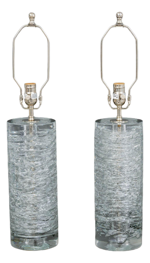 Vaughan Designs "Rutland" Glass Column Lamps, Pair