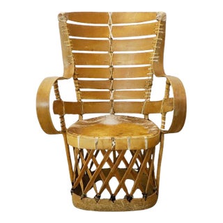 Vintage Equipal Chair Deer Leather Mexico 1940s For Sale