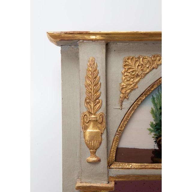 Antique French Restoration Painted Trumeau Mirror, 1830s For Sale - Image 6 of 11