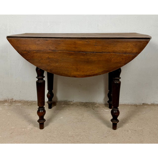 Wood Spanish Wood Drop-Leaf Dining Table with Turned Legs, 1920 For Sale - Image 7 of 15