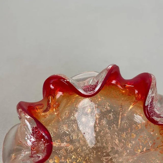 Glass Murano Glass Floral Bowl from Barovier + Toso, Italy, 1970s For Sale - Image 7 of 18