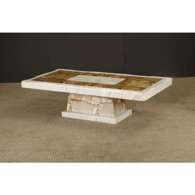 Vintage Italian Tessellated Onyx Coffee Table With Etched Stone Inset, 1970s For Sale - Image 12 of 18