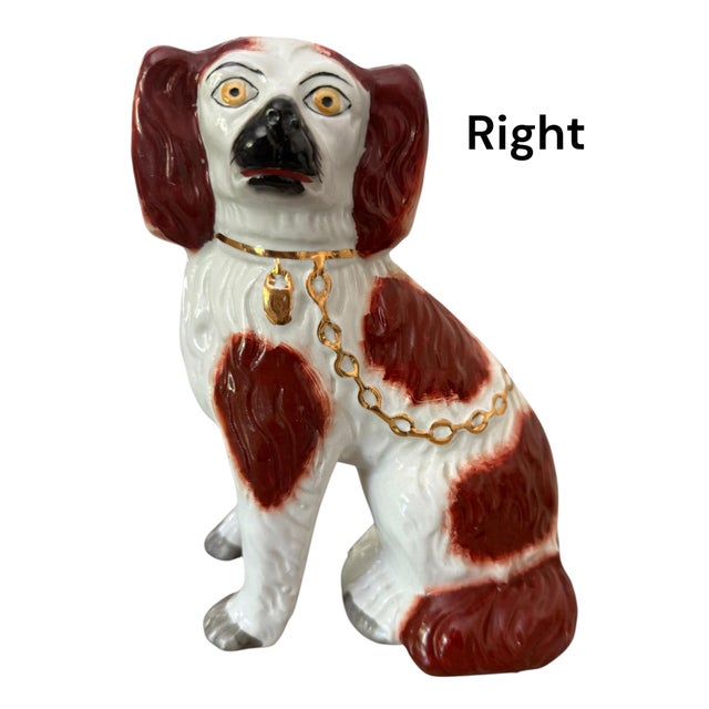 English Vintage Staffordshire Ware English Spaniel Dogs 8" Tall - A Pair For Sale - Image 3 of 14