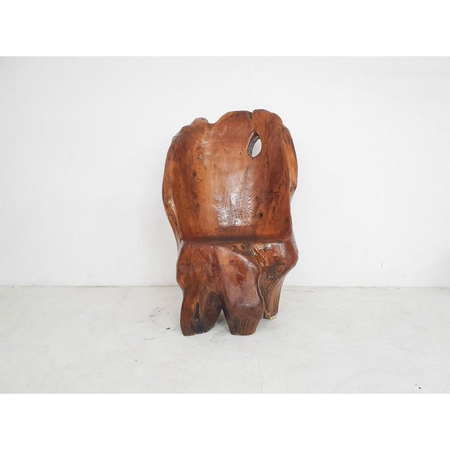 Wood Hand-Carved Wooden Tree Trunk Chair, 1970s For Sale - Image 7 of 7