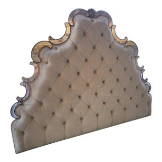 Tufted and Mirrored King Headboard For Sale