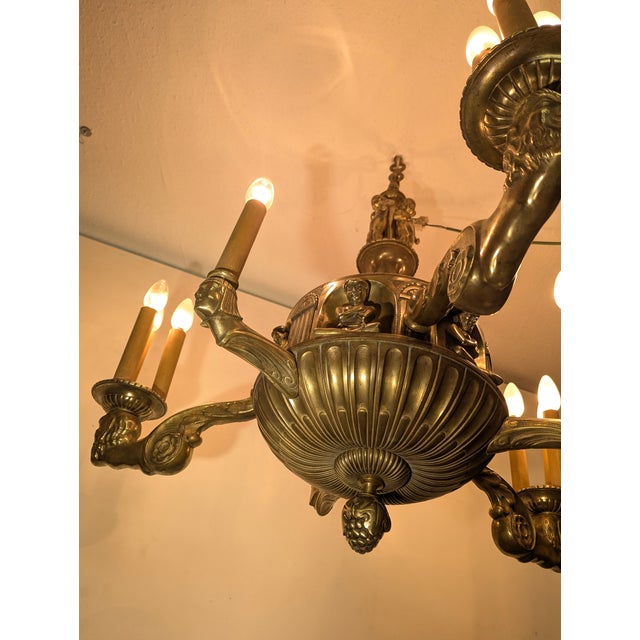 Antique Neoclassical Chandelier in Cast Brass, 1900s For Sale - Image 16 of 18