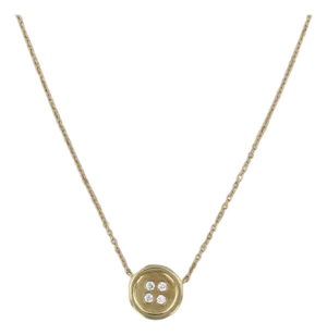 0.16ctw Diamond Button Pendant Necklace 18k Yellow Gold 20-22" Cable Chain