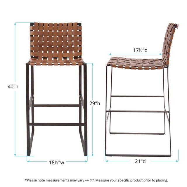 Brown Irving Woven Leather Barstool For Sale - Image 8 of 10