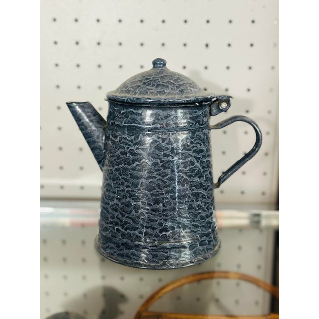 Metal Vintage Granite Wear Coffee Pot For Sale - Image 7 of 7
