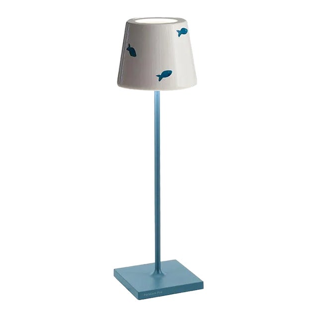 Zafferano Poldina Lido Rechargeable Table Lamp with Fish Shade For Sale