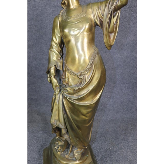Bronze Signed Ferville-Suan French Bronze of Lady & Hawk For Sale - Image 8 of 9