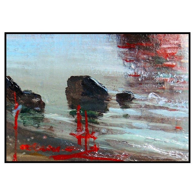 Impressionist Mid 20th Century Quiet Harbor, Claudio Simonetti For Sale - Image 3 of 4