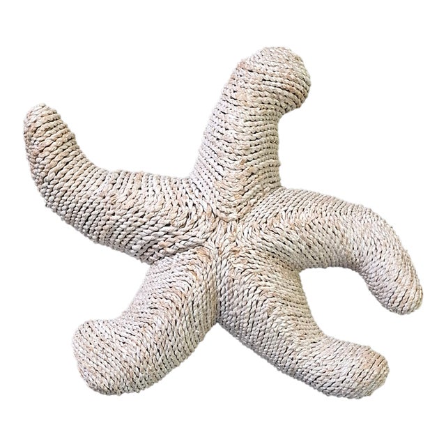 White Vintage Nautical Coastal Décor Woven Wicker Wall Hanging Star Fish For Sale - Image 8 of 8