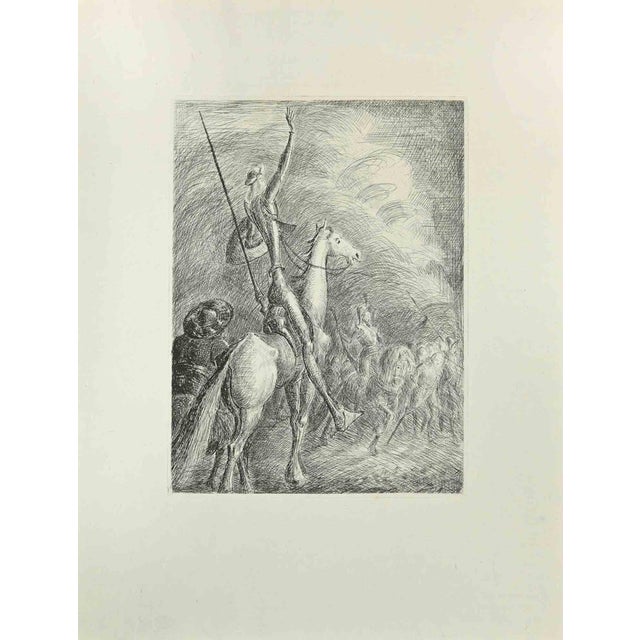 Don Quixote and Sancho Panza is an etching and drypoint print on ivory-colored China paper, realized by Wladyslaw Jahl in...