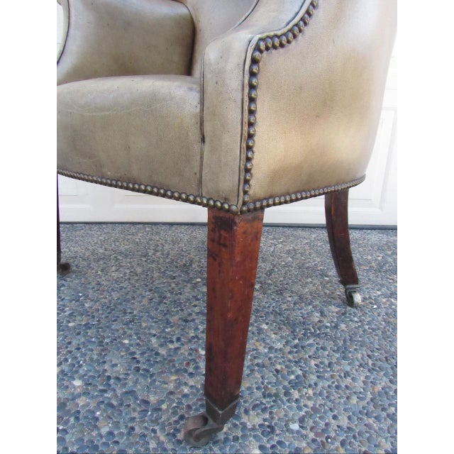 Antique English George LLL Leather Wingback Armchair For Sale - Image 16 of 18