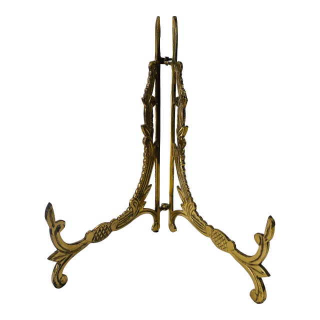 Vintage Large Brass Easel Stand For Sale