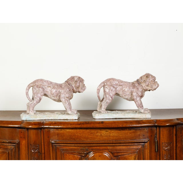 Pair of 19th Century French Faience Bulldog Sculptures on Terracotta Bases For Sale - Image 10 of 10