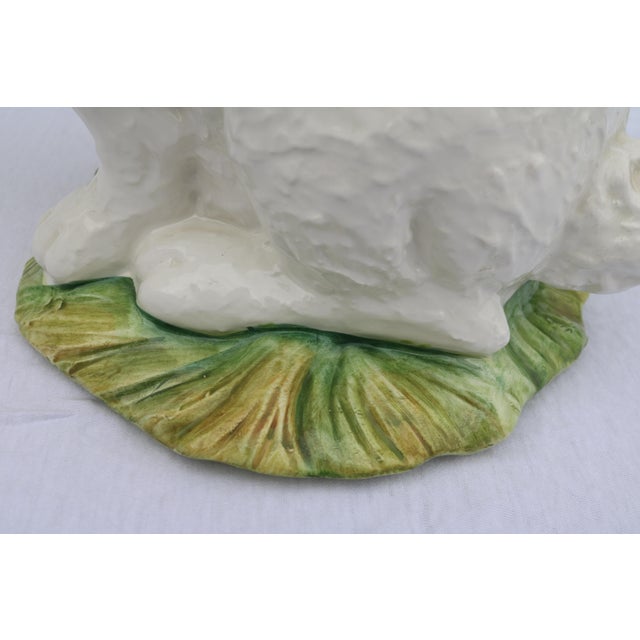 Mid Century Italian Large White Majolica Ceramic Bunny Rabbit Statue For Sale - Image 11 of 11