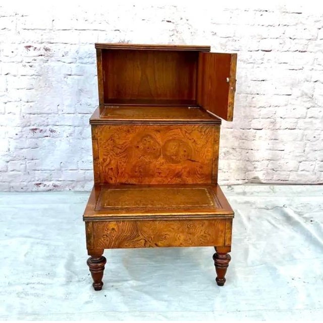 Regency Style Burl Walnut Library or Bedside Steps For Sale - Image 12 of 14