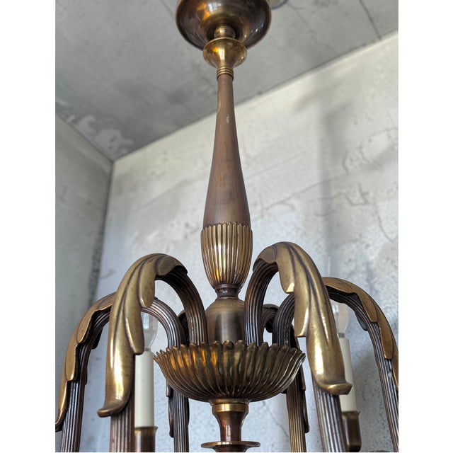 Large Vintage Six-Arm Chandelier by Paavo Tynell, 1930s For Sale - Image 11 of 14