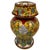 This pair of Chinese cloisonné lidded ginger jars featuring traditional Buddhist decorative symbols on a vibrant yellow...