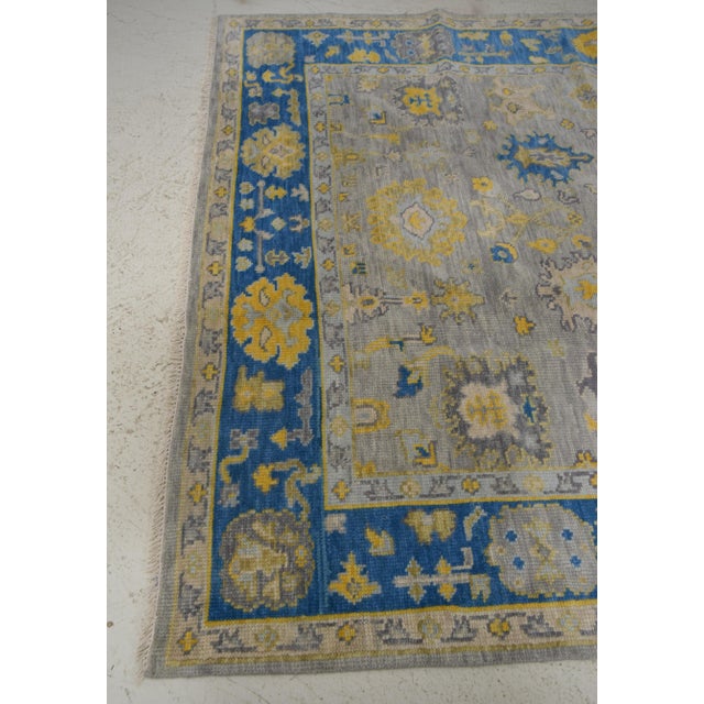 1980s Approx. 8 X 10 Turkish Blue & Gold Hand Woven Rug For Sale - Image 5 of 6