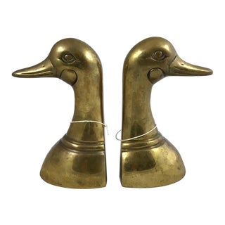 Mid 20th Century Vintage Brass Mallard Bookends - a Pair For Sale