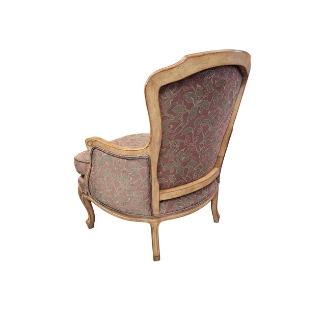 Vintage French Louis XV Style Carved Wood Bergère Accent Armchair For Sale - Image 9 of 14