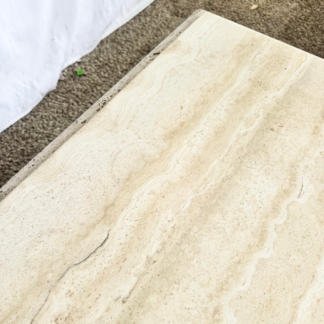 Vintage Italian Travertine Square Top Coffee Table For Sale - Image 11 of 12