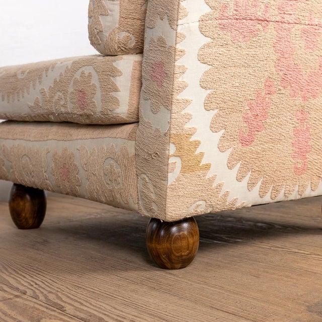 Wood Slipper Chair Upholstered in Suzani For Sale - Image 7 of 7