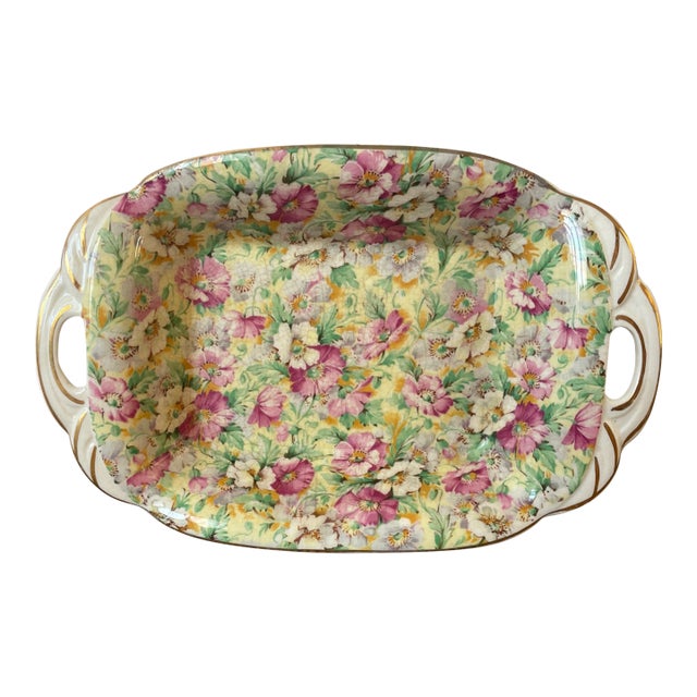 Ridgeway Porcelain Floral Chintz Tray For Sale