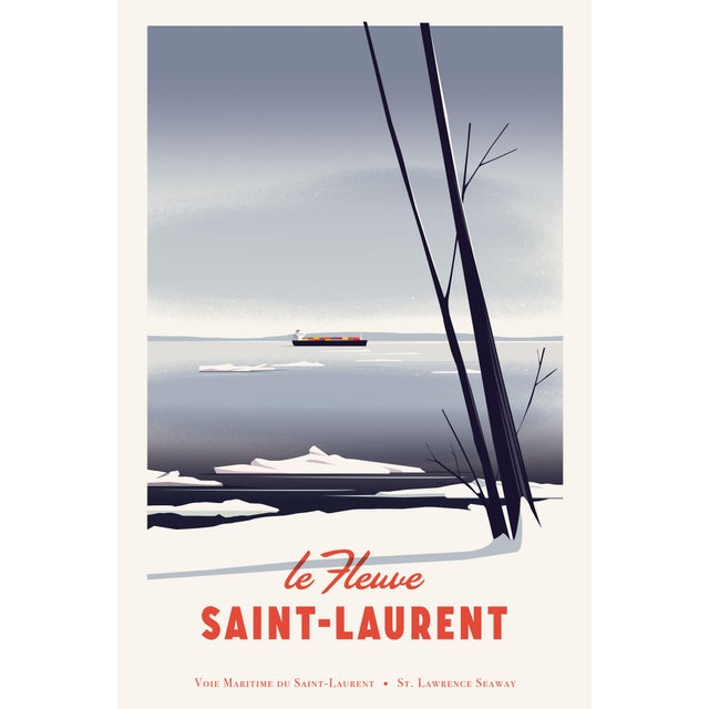 Contemporary 2019 Contemporary Poster, Pascal Blanchet, Le Fleuve St. Laurent, Small, Framed For Sale - Image 3 of 4