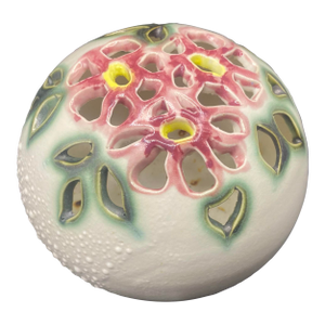 Vintage 1989 Signed 5” Clouds Folsom Pottery Flower Frog Potpourri Floral Cutout