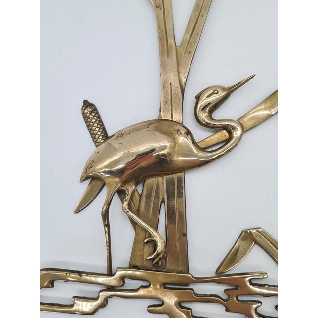 1970s Brass Wall Decoration Herons in the Reeds, West Germany, 1970s For Sale - Image 5 of 8