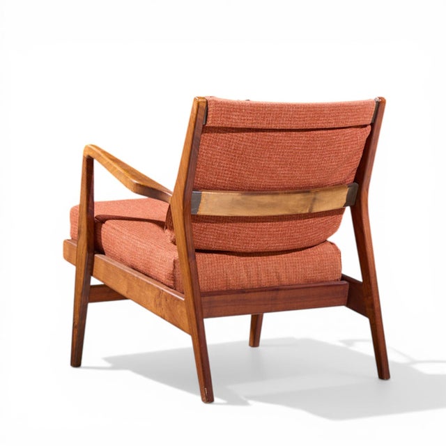 Brown Jens Risom Mid Century Walnut Lounge Chairs - Pair For Sale - Image 8 of 13