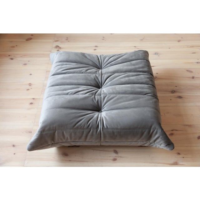 1970s Grey Velvet Togo Living Room Set by Michel Ducaroy for Ligne Roset, Set of 5 For Sale - Image 5 of 14
