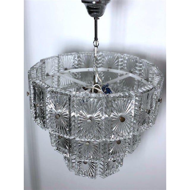 Metal Vintage Crystal Chandelier, Austria, 1960s For Sale - Image 7 of 13