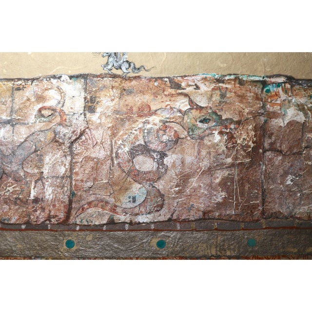 Abstract Vintage 1980 Original Williath Mayan Clay Wall Abstract Mixed Media Oil Painting For Sale - Image 3 of 12