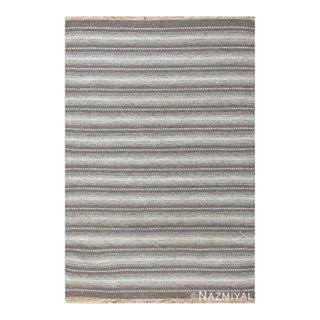 Nazmiyal Collection Neutral Gray Vintage Scandinavian Swedish Kilim Rug For Sale
