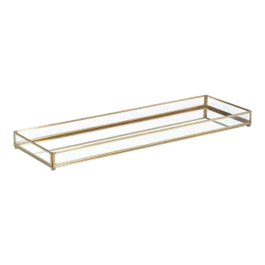 Cava Metal-Edged Mirrored Glass Vanity Tray, Large