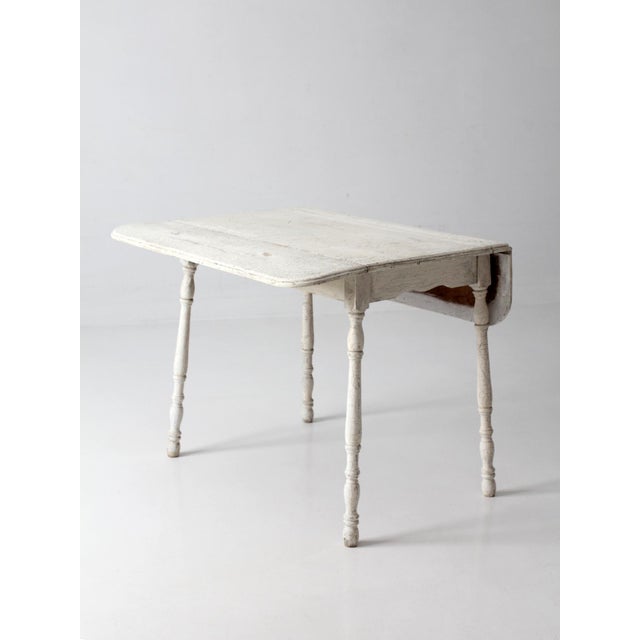 Antique White Painted Drop Leaf Farmhouse Table For Sale - Image 18 of 18