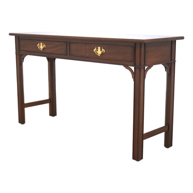 Henkel Harris Walnut 2 Drawer Console Table For Sale